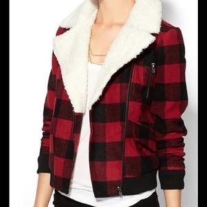 Pin + Larkin Buffalo Plaid Shearling Jacket